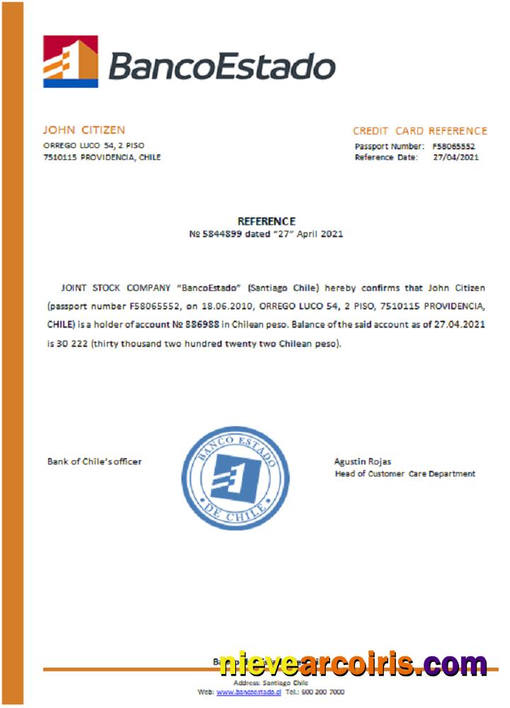 Chile Banco del Estado reference